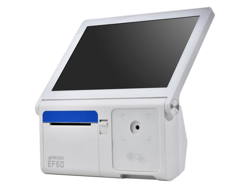 EF60 counter terminal with built-in receipt printer, front view